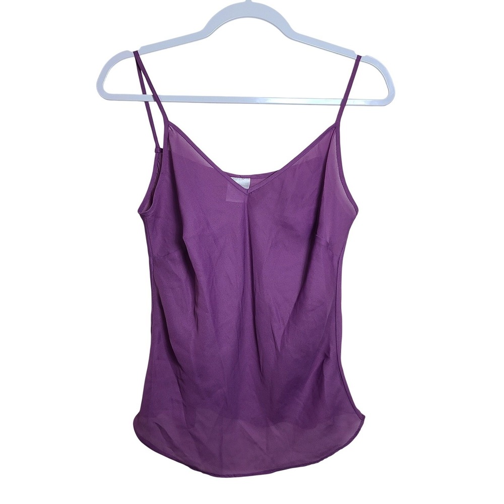 Purple 100% Silk Cami Size 10‎ V Neck Sheer Elevated Basic Capsule Layer